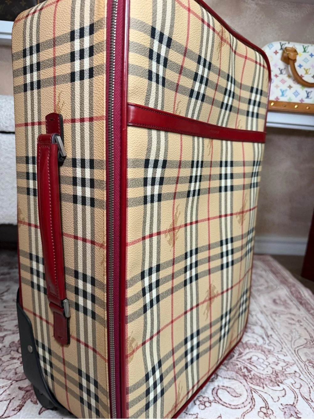 Burberry Classic Checkered Carry-On with Red Trim